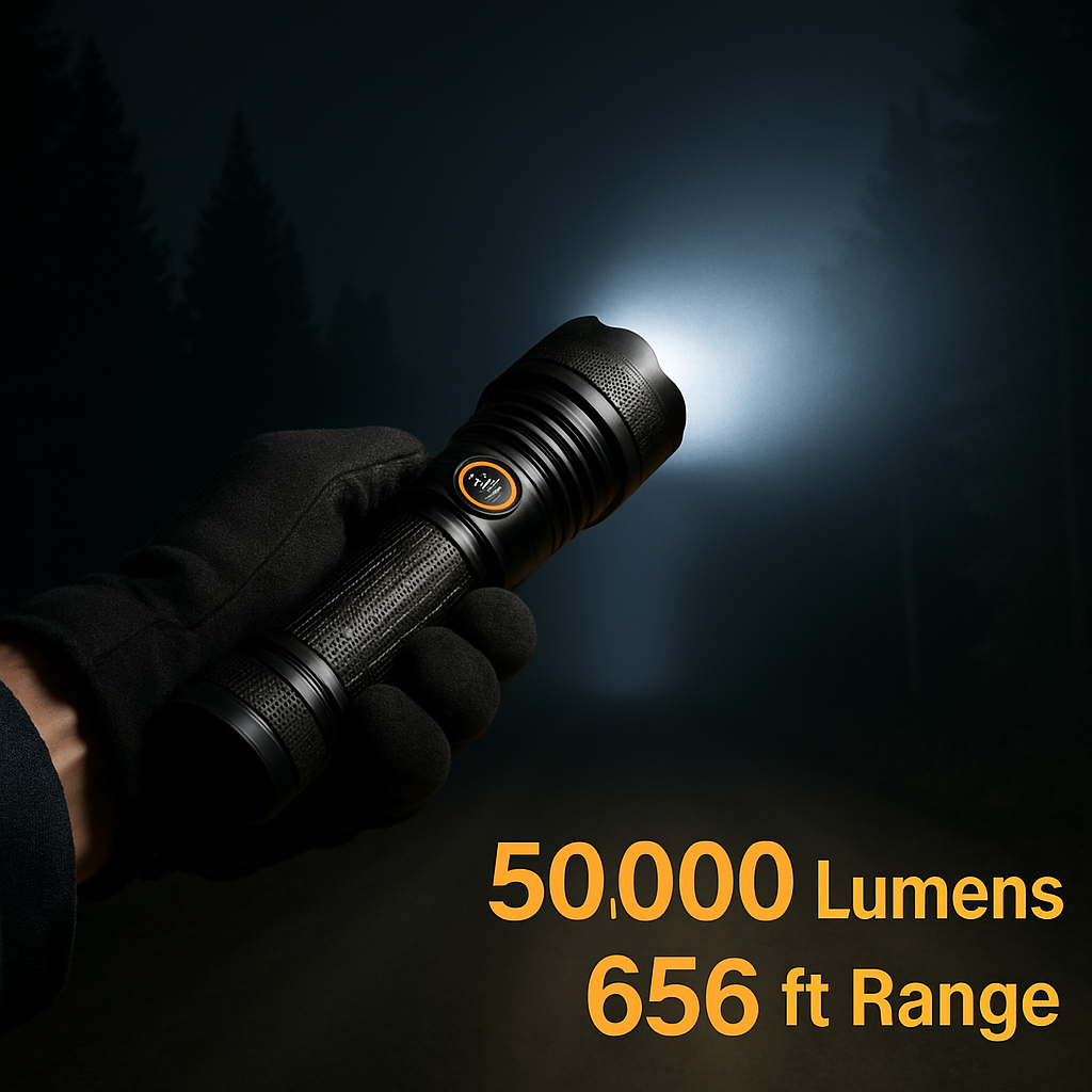Tactical LED Flashlight Zoomable Spotlight for Outdoor Use