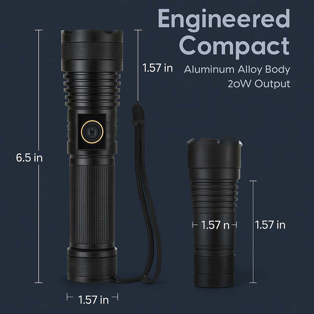 Tactical LED Flashlight Zoomable Spotlight for Outdoor Use