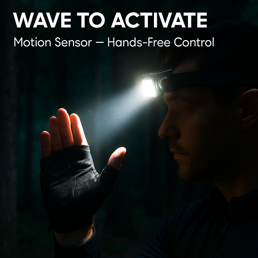 Motion Sensor Headlamp with 9 Lighting Modes