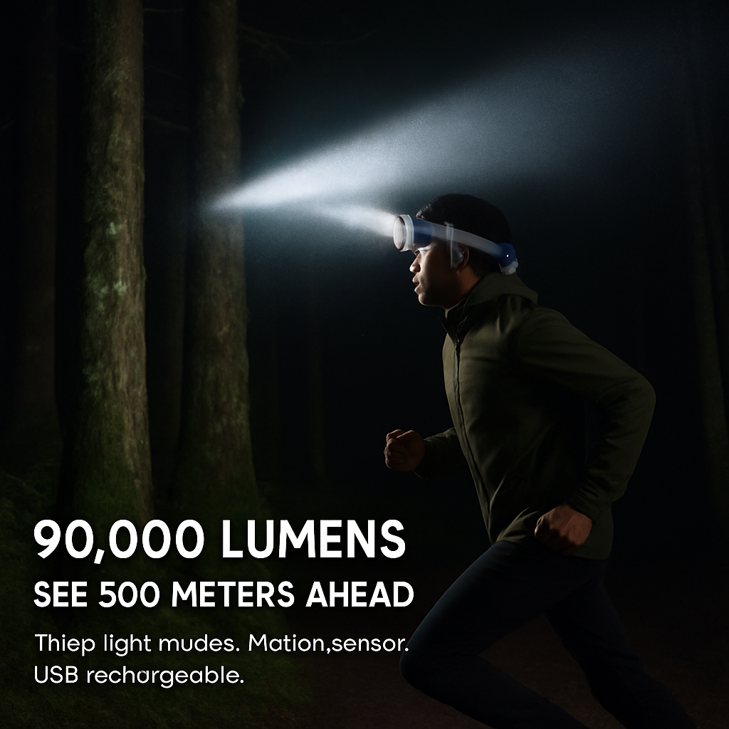 Rechargeable Headlamp with Motion Sensor 3 Lighting Modes