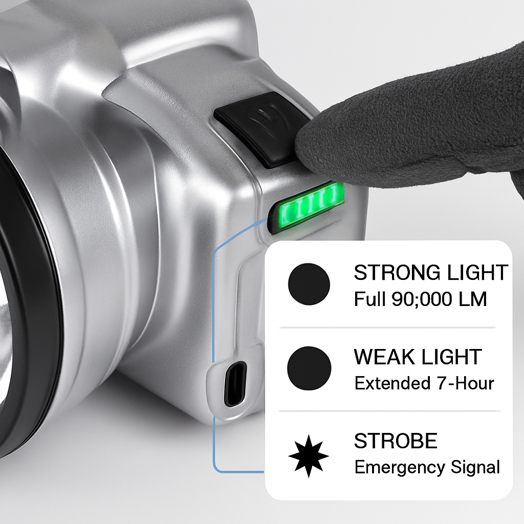 Rechargeable Headlamp with Motion Sensor 3 Lighting Modes
