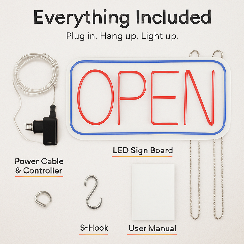 LED Open Sign with Adjustable Brightness