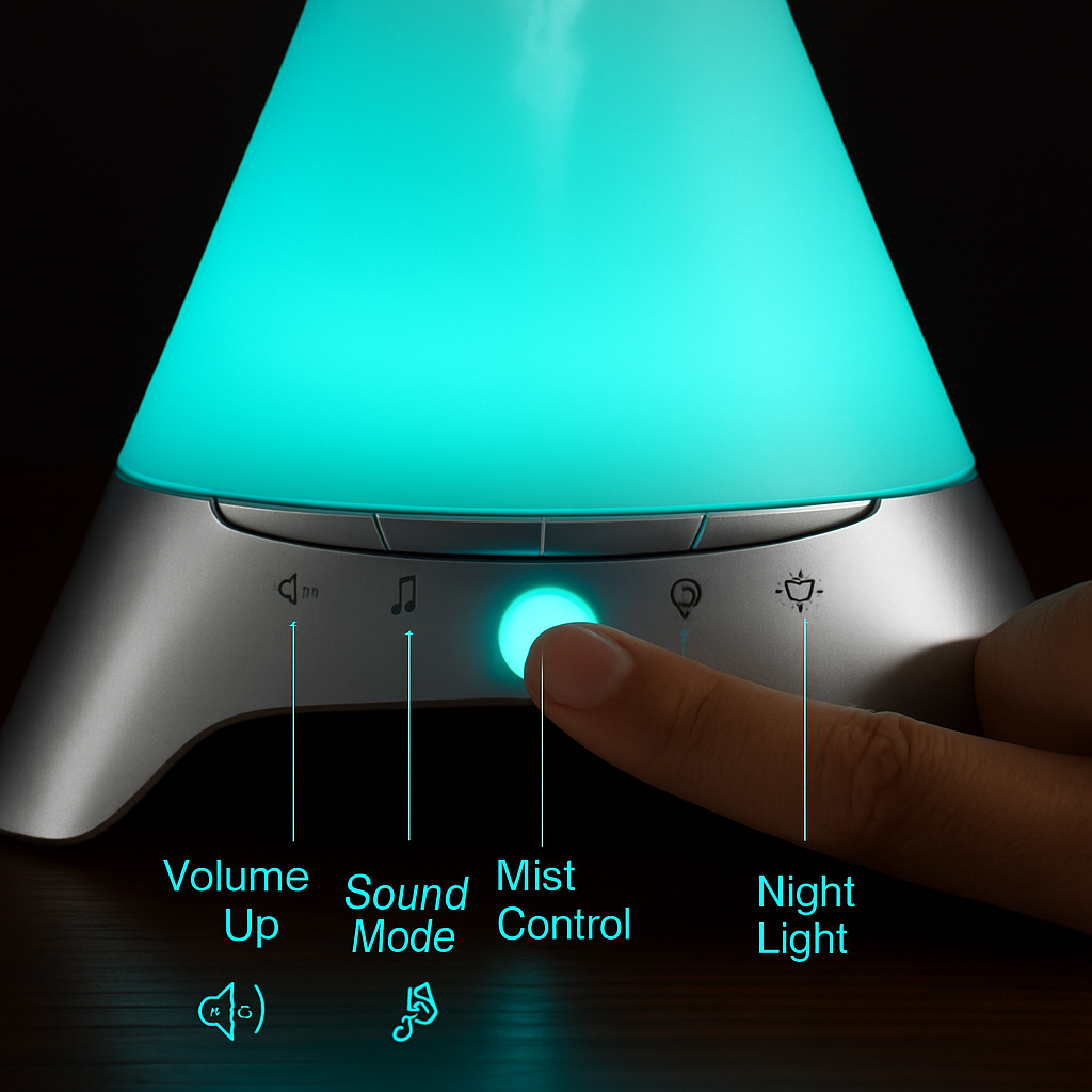 120ml Cool Mist Humidifier Ultrasonic Aroma Essential Oil Diffuser w/Soothing Sounds 7 Color Night Lights Waterless Auto Off for Relaxation and Sleepi