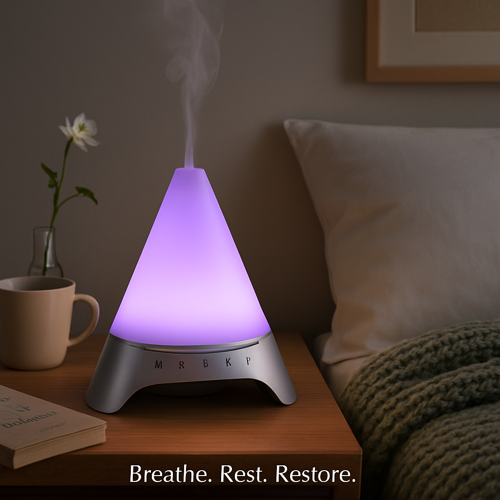 120ml Cool Mist Humidifier Ultrasonic Aroma Essential Oil Diffuser w/Soothing Sounds 7 Color Night Lights Waterless Auto Off for Relaxation and Sleepi