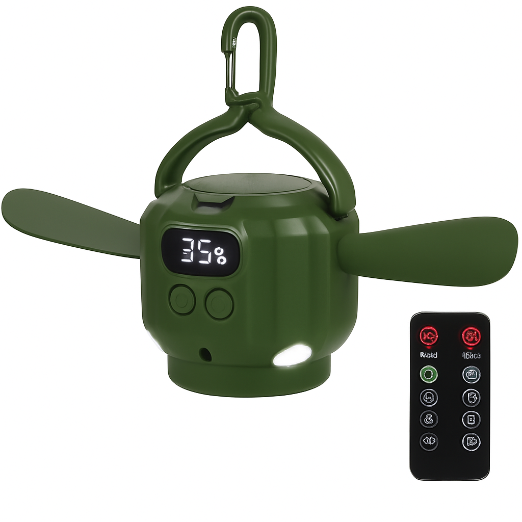 Portable Camping Ceiling LED Fan with 3-Speed Wind & Light