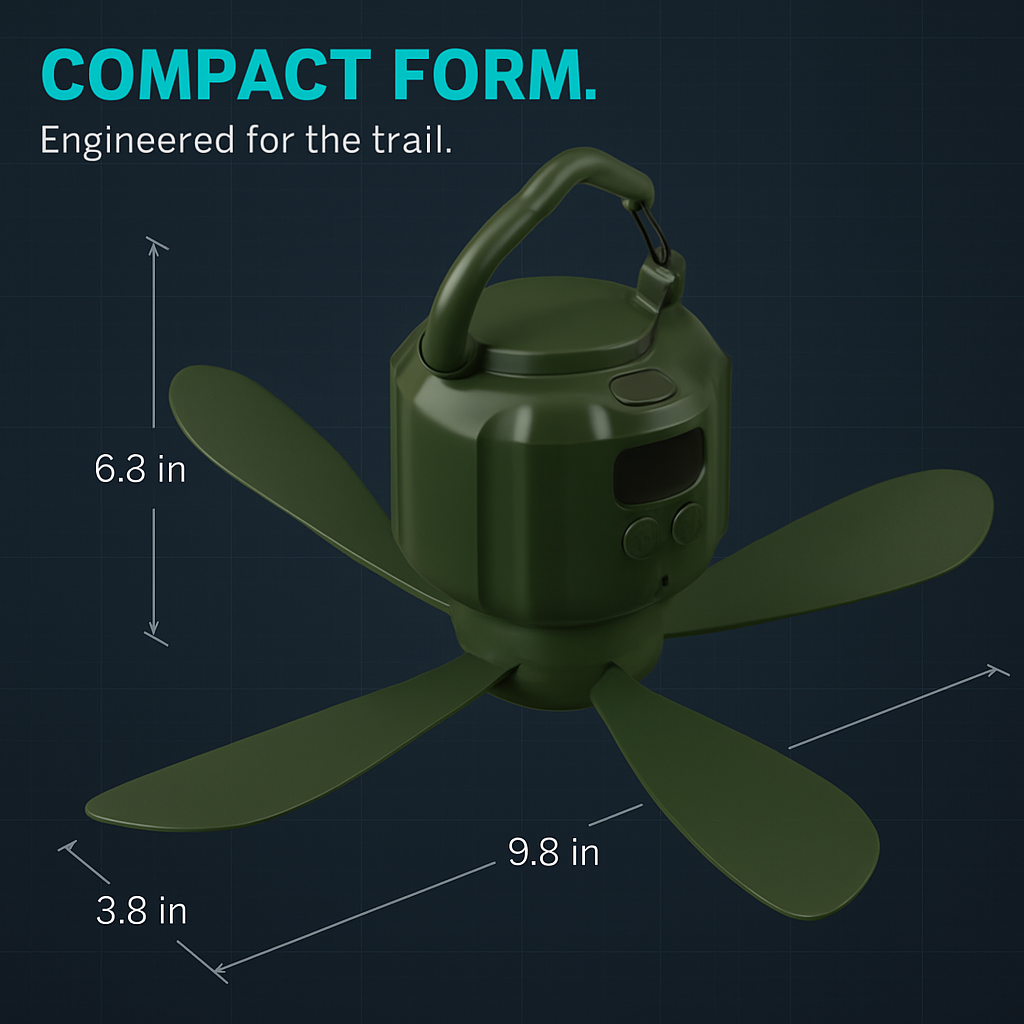 Portable Camping Ceiling LED Fan with 3-Speed Wind & Light