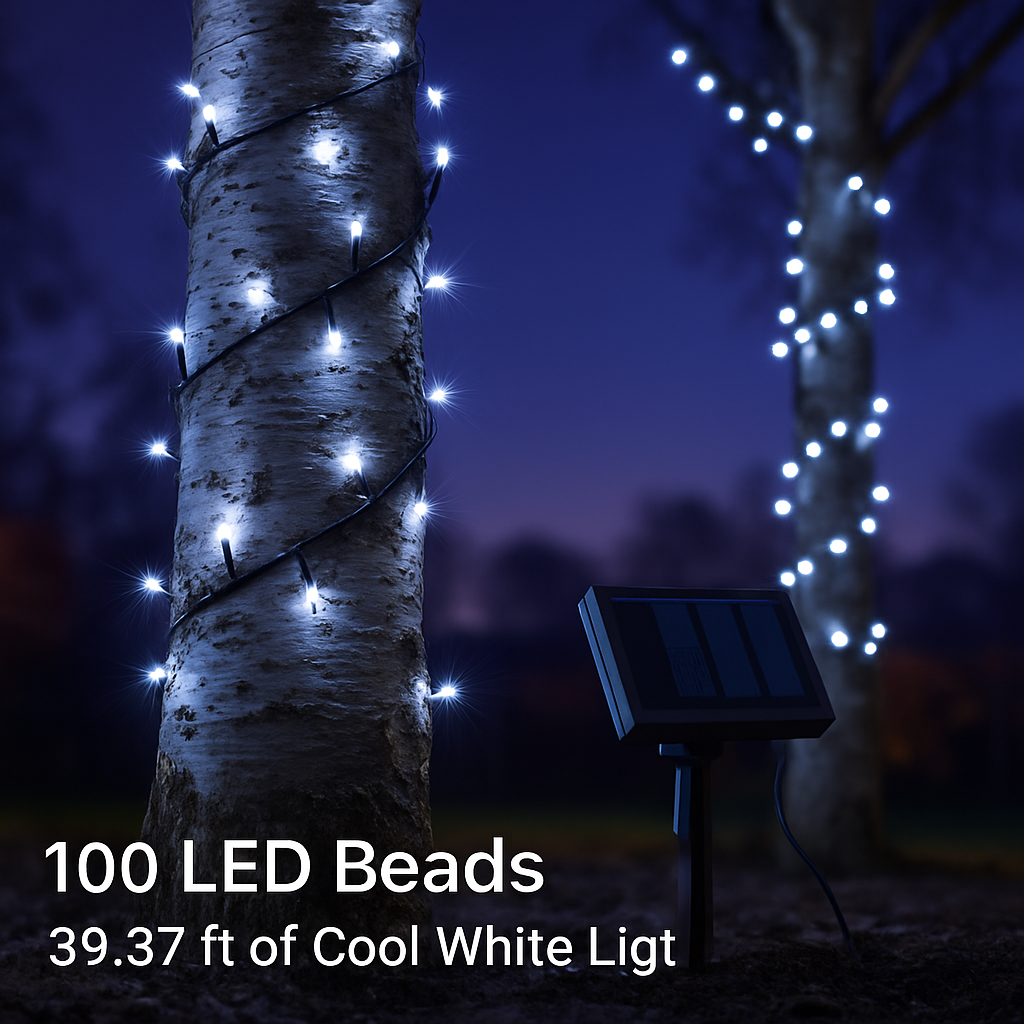 12M 100 LEDs Solar String Fairy Lights Outdoor String Lamps Garden Xmas Decor Lamp