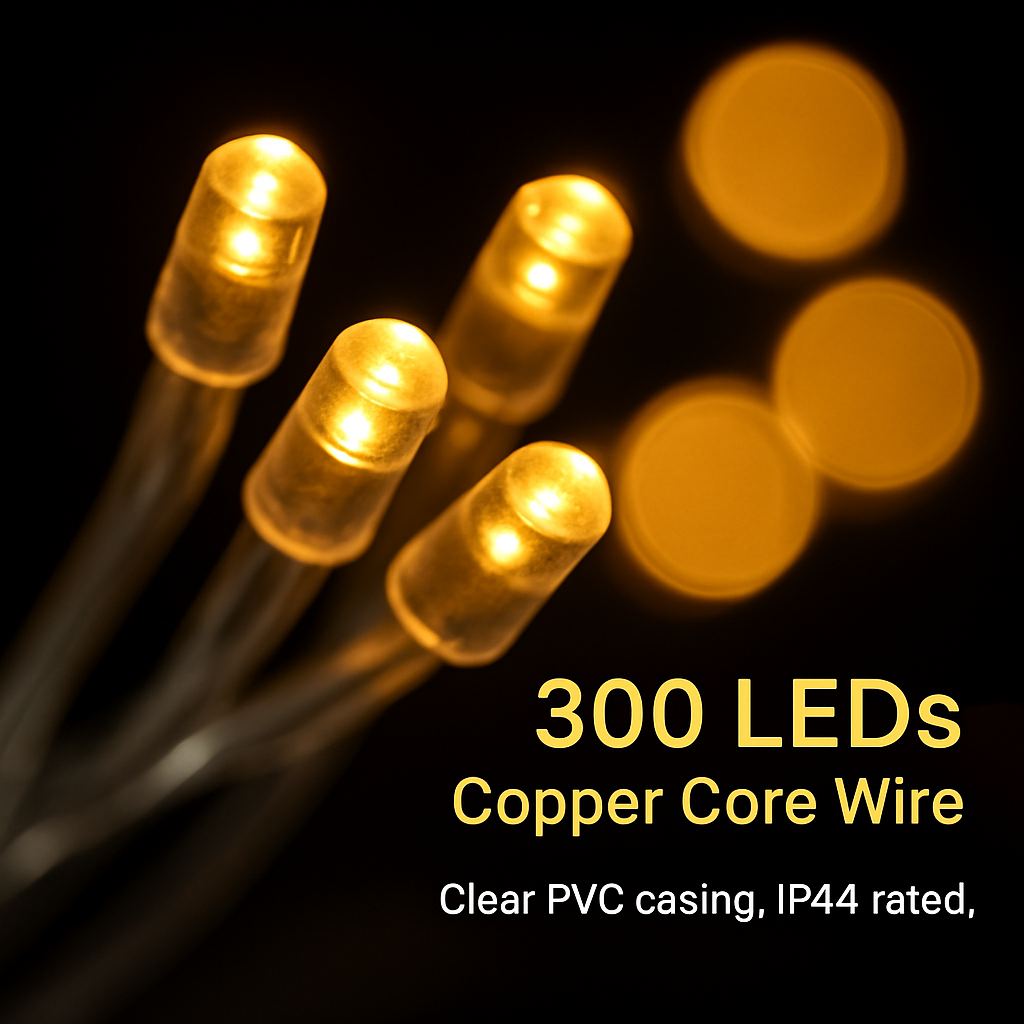 3M 300 LEDs String Curtain Light IP44 String Fairy Lights Party Xmas Decor Lamps W/ Remote