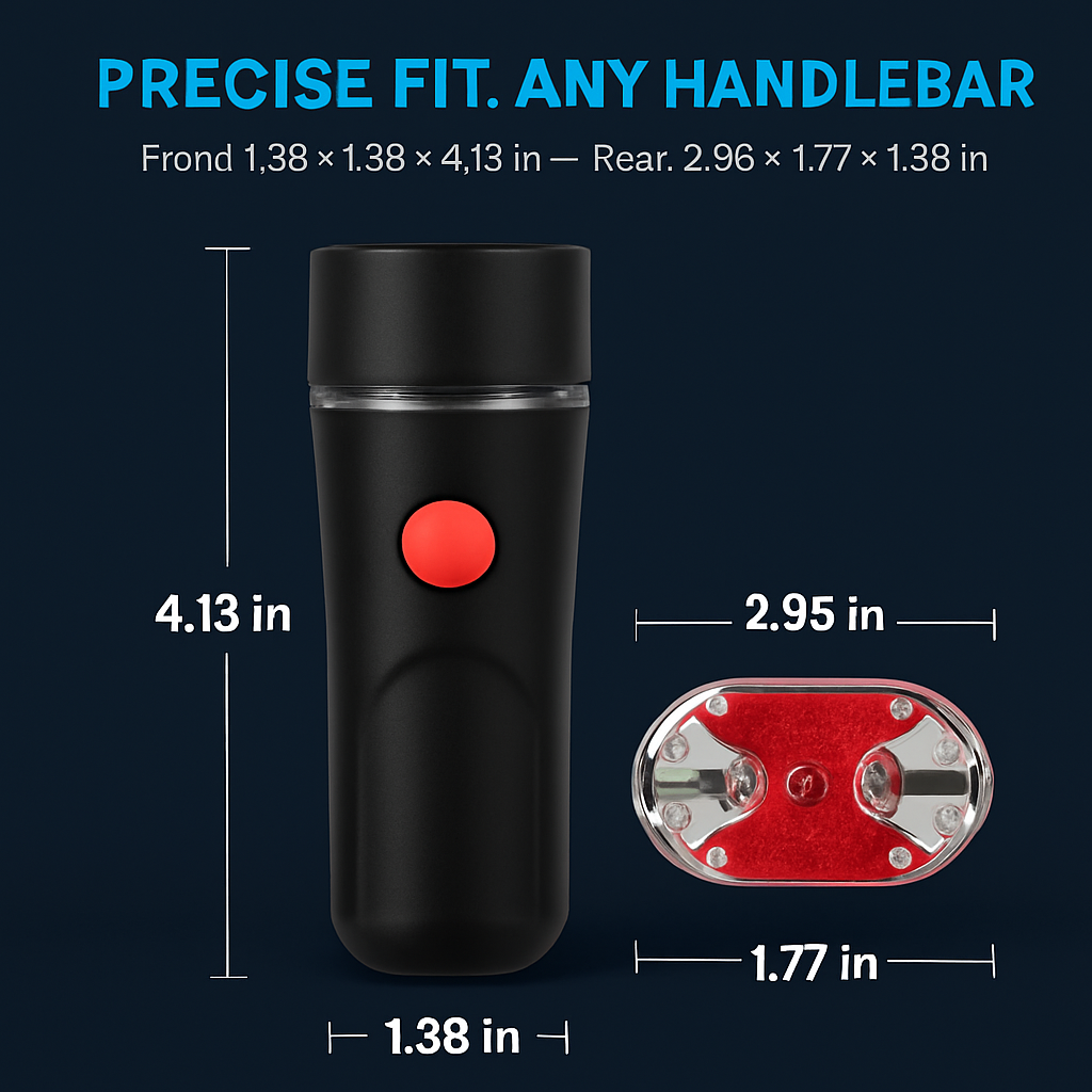 Bike Front and Rear Light Set with Quick-Release Mounts