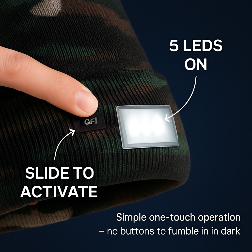 Unisex 5 LED Knitted Beanie Winter Warm Hat Camping Jogging Running Cap Headlamp