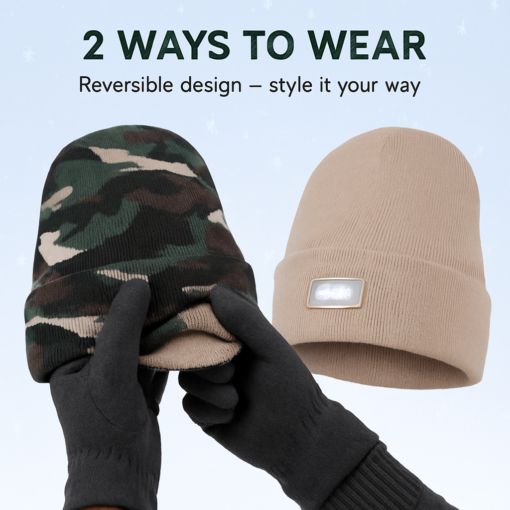 Unisex 5 LED Knitted Beanie Winter Warm Hat Camping Jogging Running Cap Headlamp