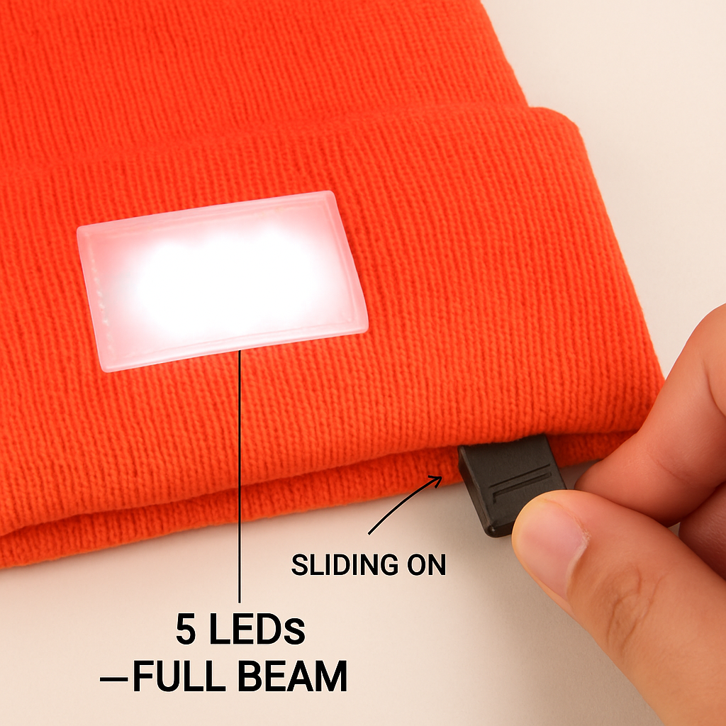 Unisex 5 LED Knitted Beanie Winter Warm Hat Camping Jogging Running Cap Headlamp