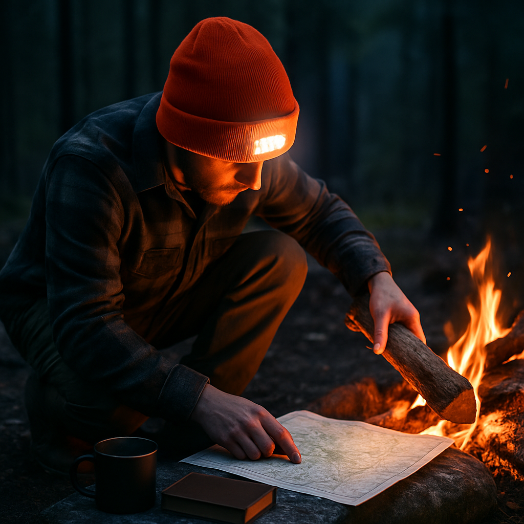 Unisex 5 LED Knitted Beanie Winter Warm Hat Camping Jogging Running Cap Headlamp