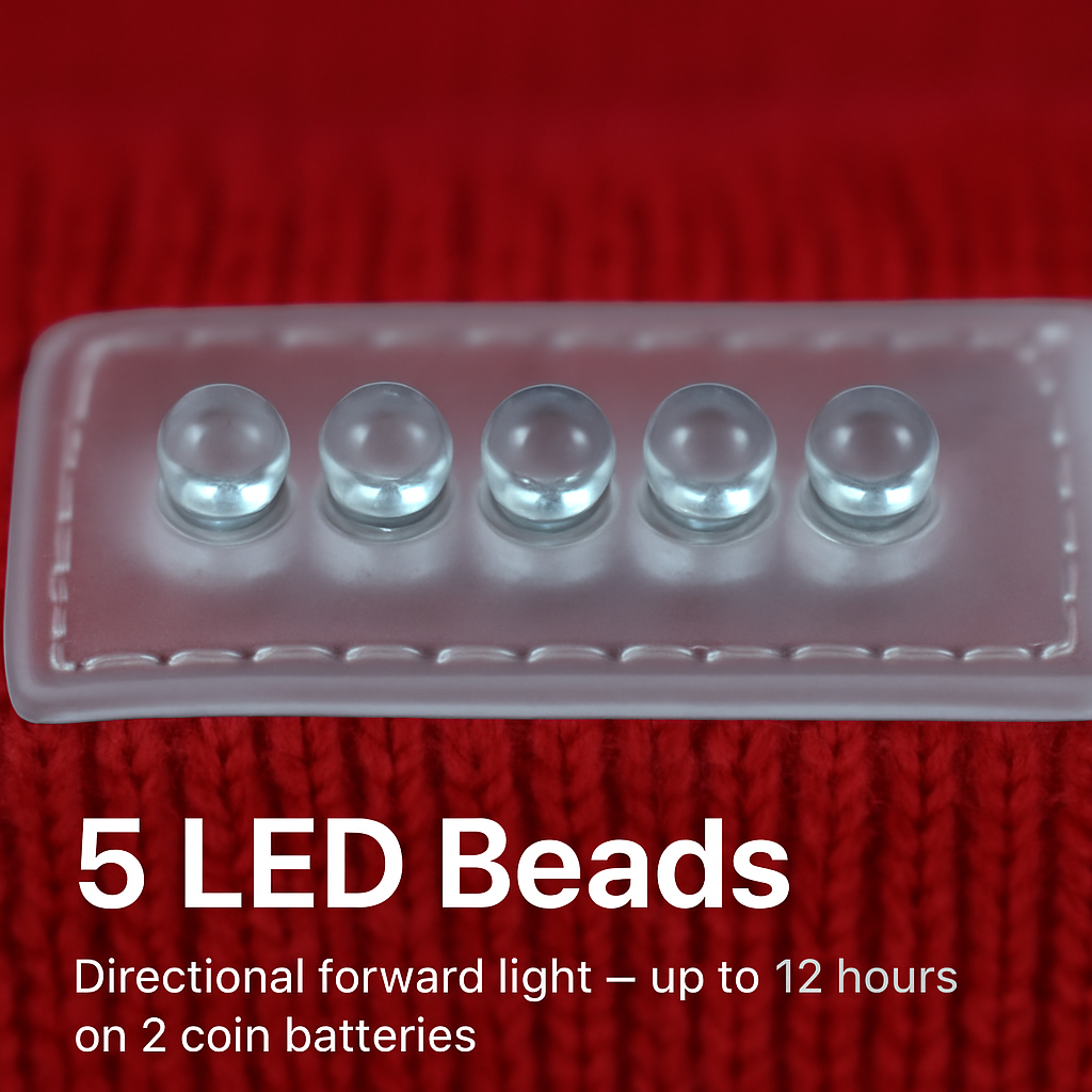 Unisex 5 LED Knitted Beanie Winter Warm Hat Camping Jogging Running Cap Headlamp