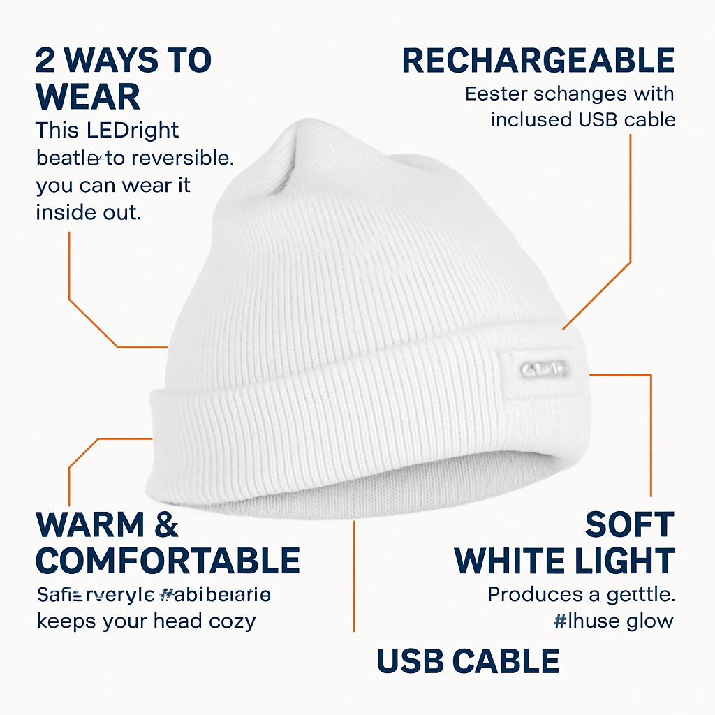 Unisex 5 LED Knitted Beanie Winter Warm Hat Camping Jogging Running Cap Headlamp