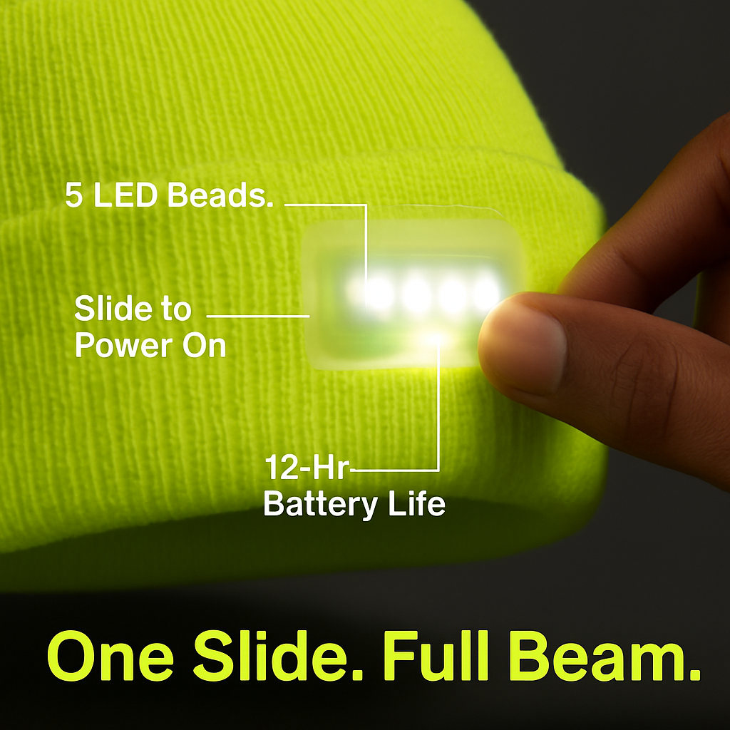 Unisex 5 LED Knitted Beanie Winter Warm Hat Camping Jogging Running Cap Headlamp