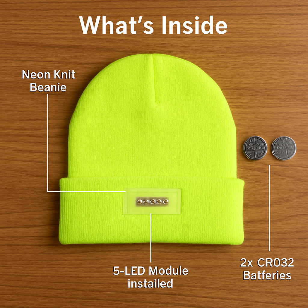 Unisex 5 LED Knitted Beanie Winter Warm Hat Camping Jogging Running Cap Headlamp