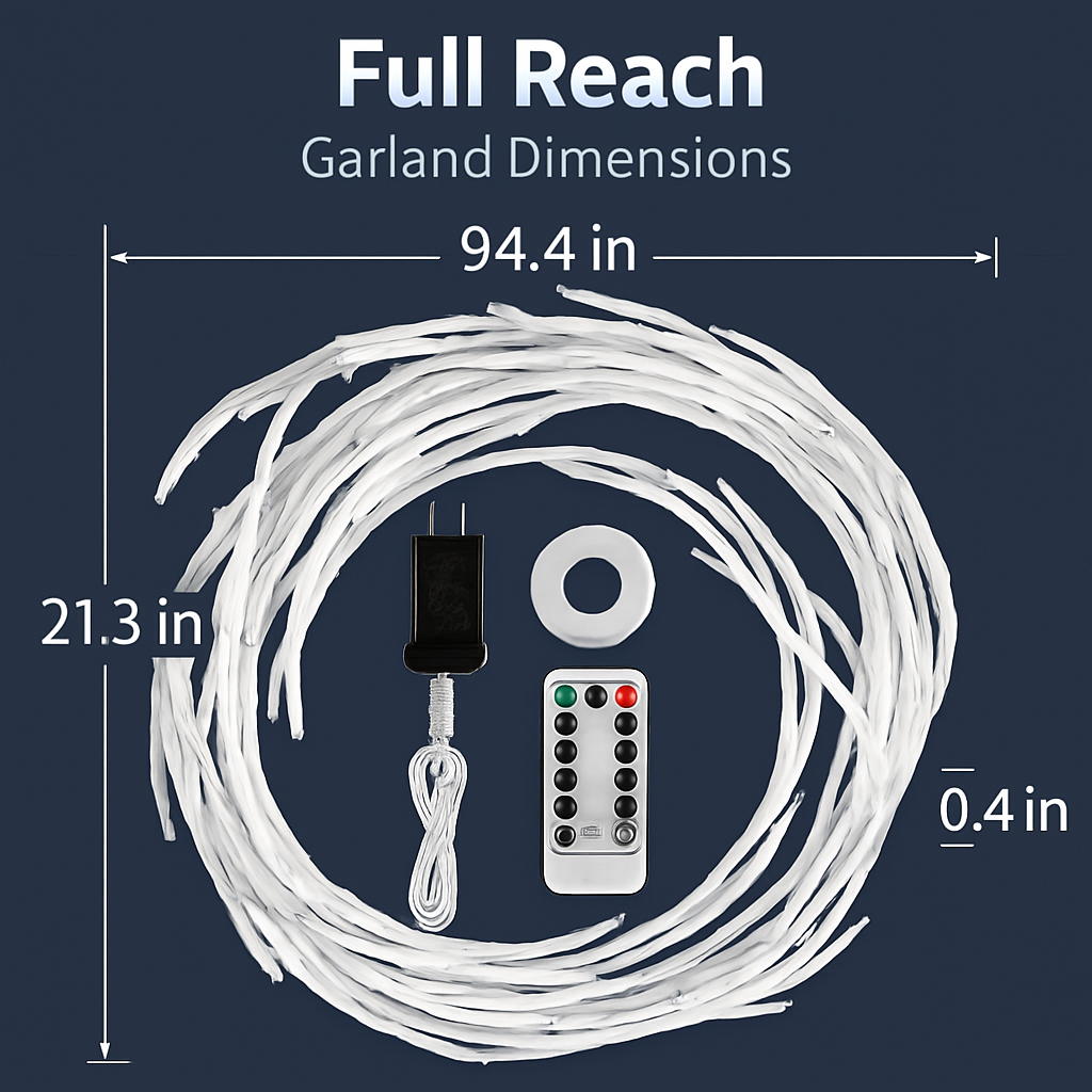 Lighted Birch Garland with Timer, 8 Modes, Outdoor
