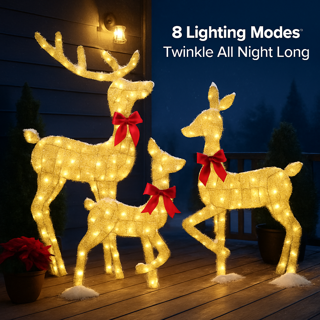 2D Lighted Christmas Deer Family Set (Indoor/Outdoor)