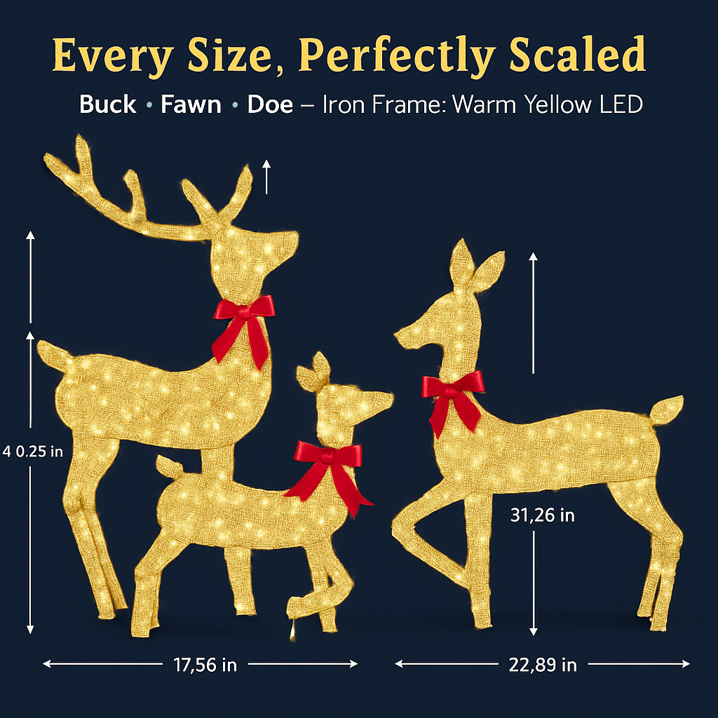 2D Lighted Christmas Deer Family Set (Indoor/Outdoor)