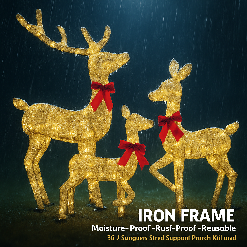 2D Lighted Christmas Deer Family Set (Indoor/Outdoor)