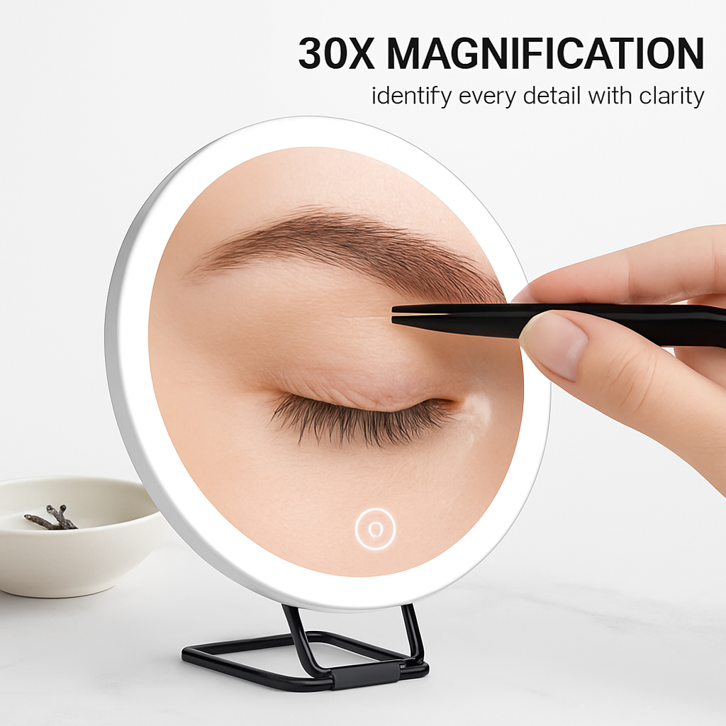30X Magnifying Mirror with Light Travel Makeup Mirror