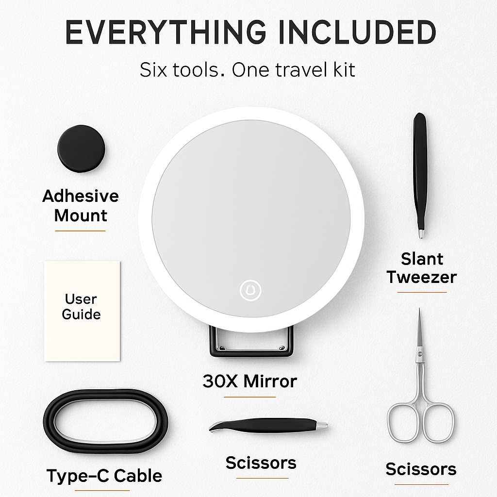 30X Magnifying Mirror with Light Travel Makeup Mirror
