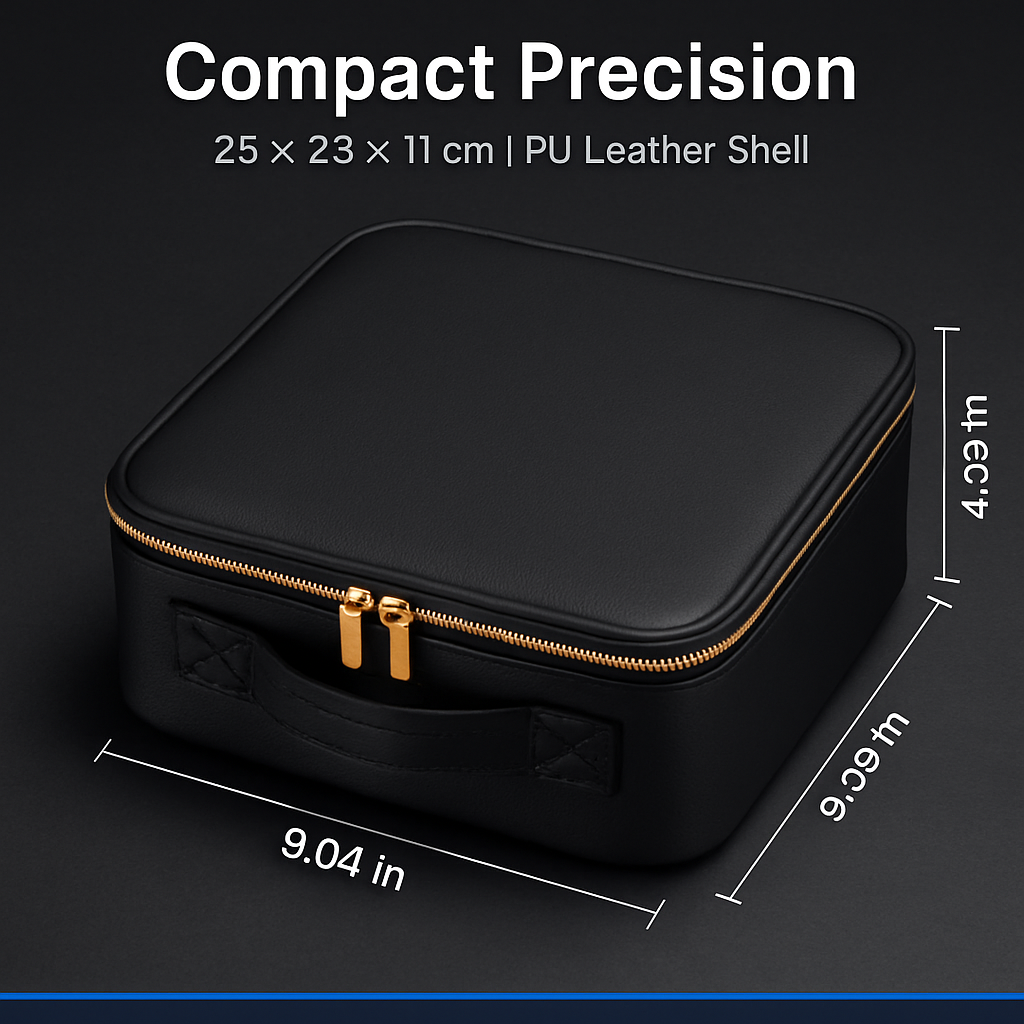 Travel Makeup Bag with LED Mirror and Adjustable Dividers
