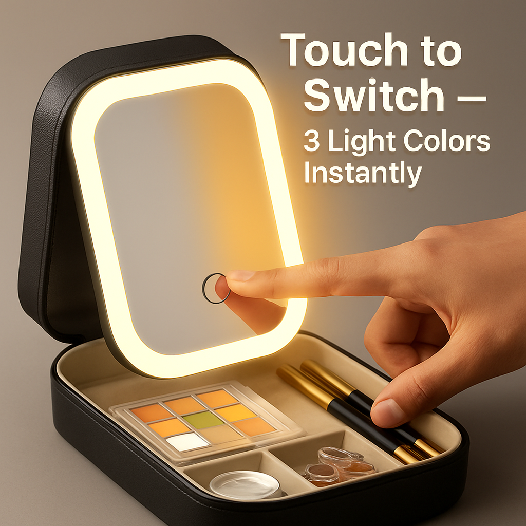 Portable Travel Makeup Bag with LED Mirror