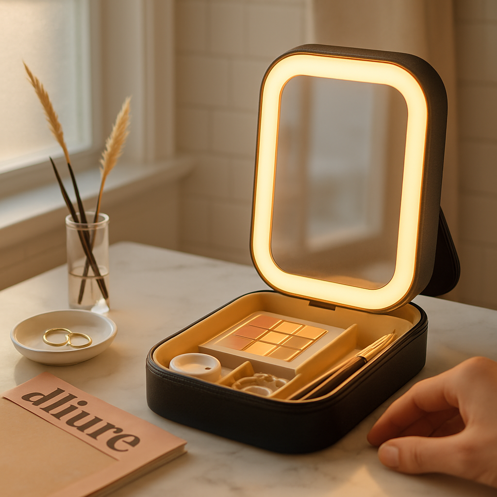 Portable Travel Makeup Bag with LED Mirror