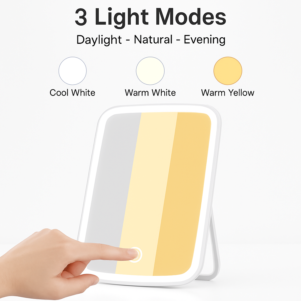 Lighted Makeup Mirror with 3 Light Colors