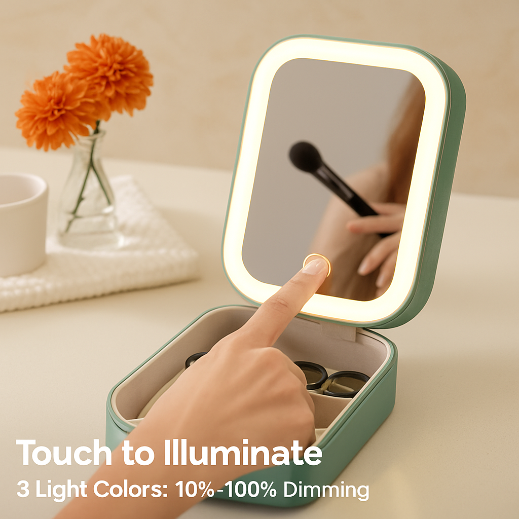 Portable Travel Makeup Bag with LED Mirror