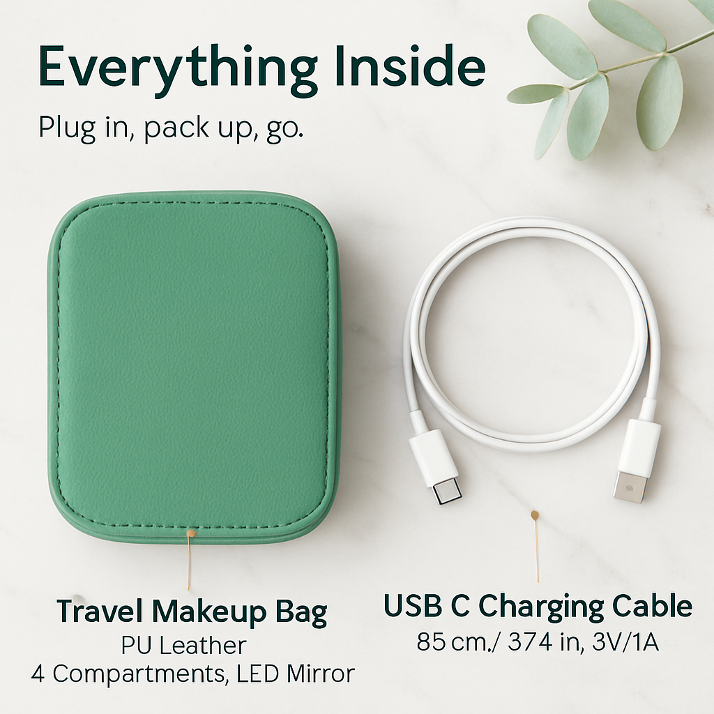 Portable Travel Makeup Bag with LED Mirror