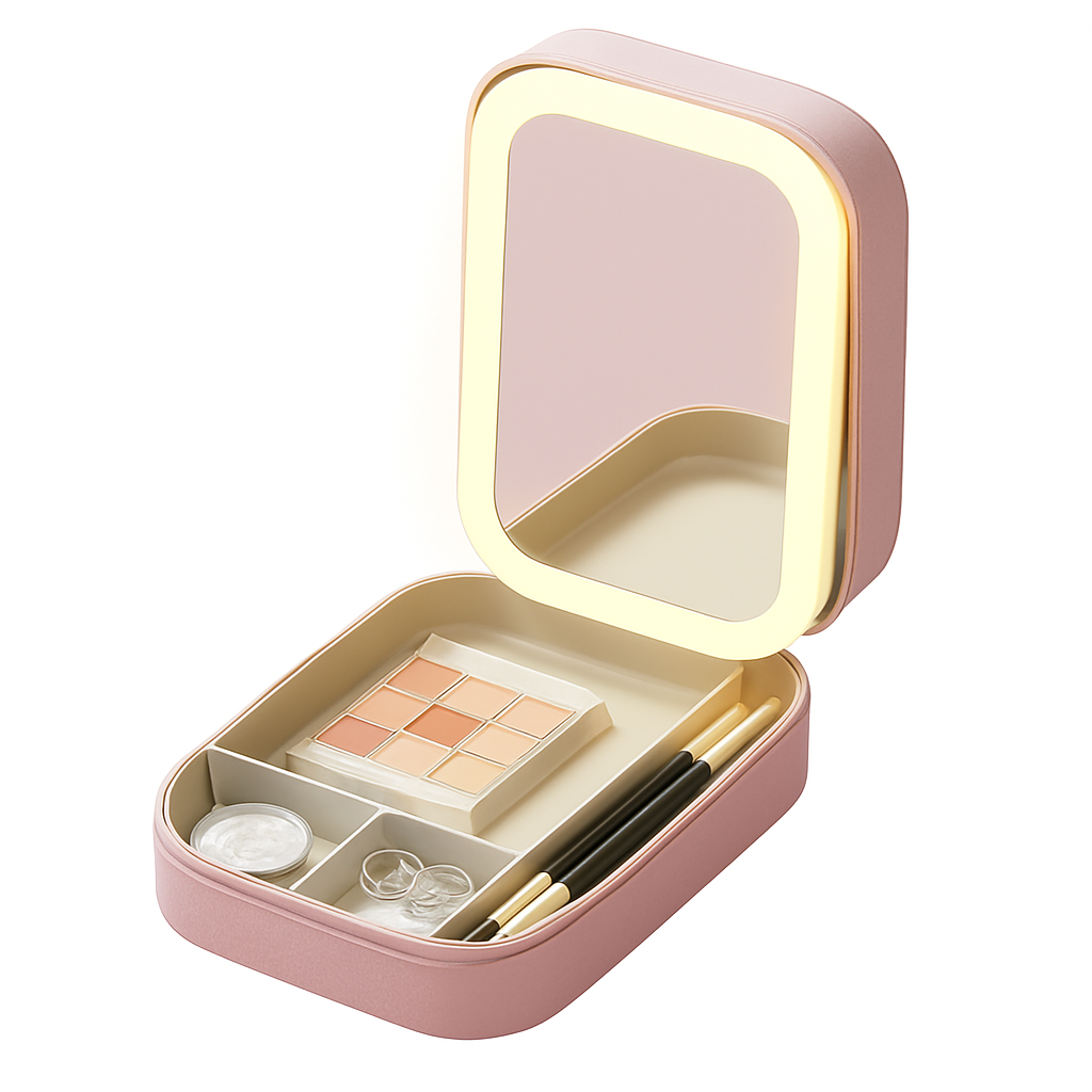 Portable Travel Makeup Bag with LED Mirror