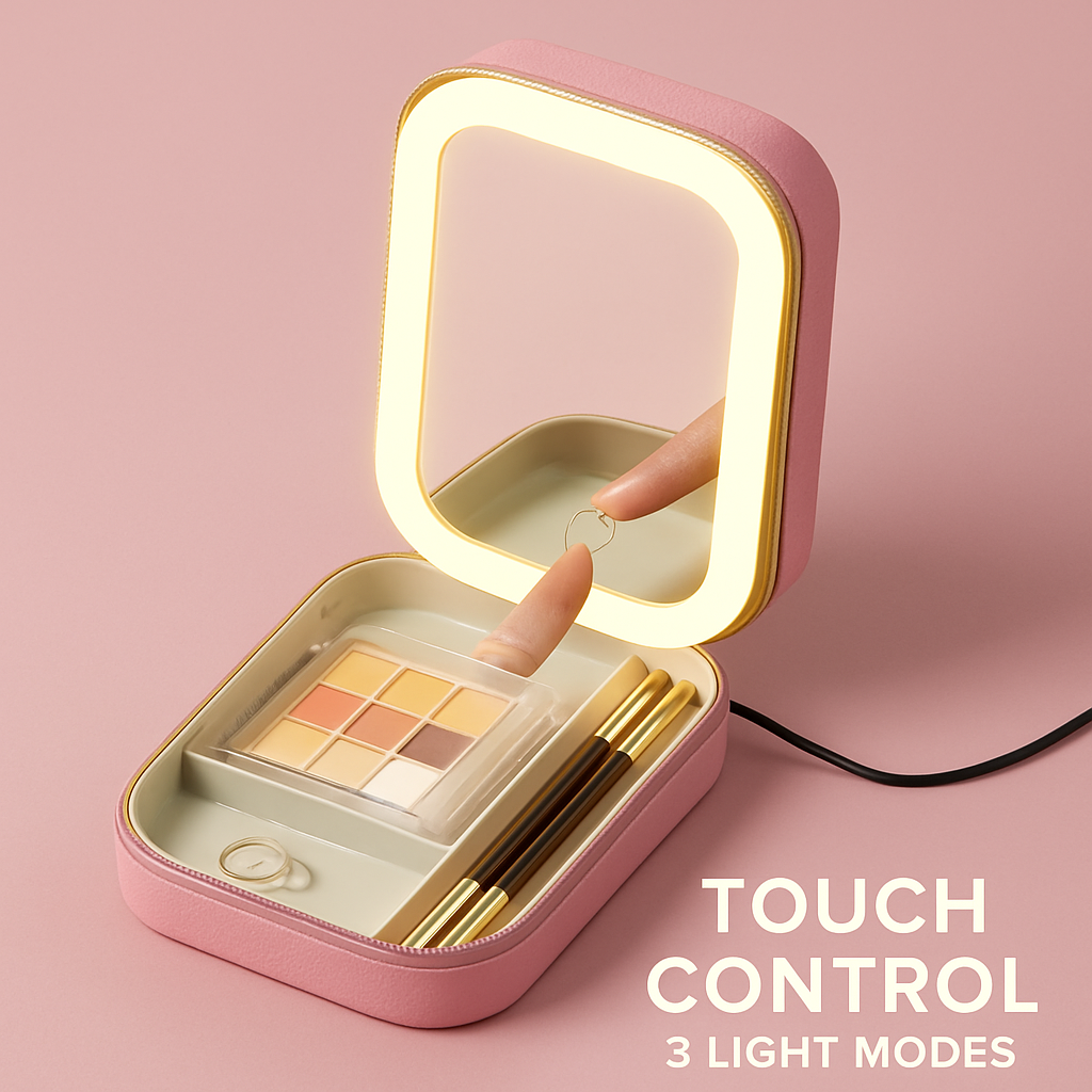 Portable Travel Makeup Bag with LED Mirror