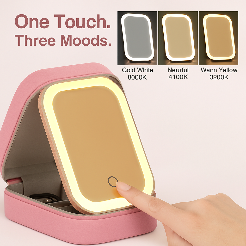 Portable Travel Makeup Bag with LED Mirror