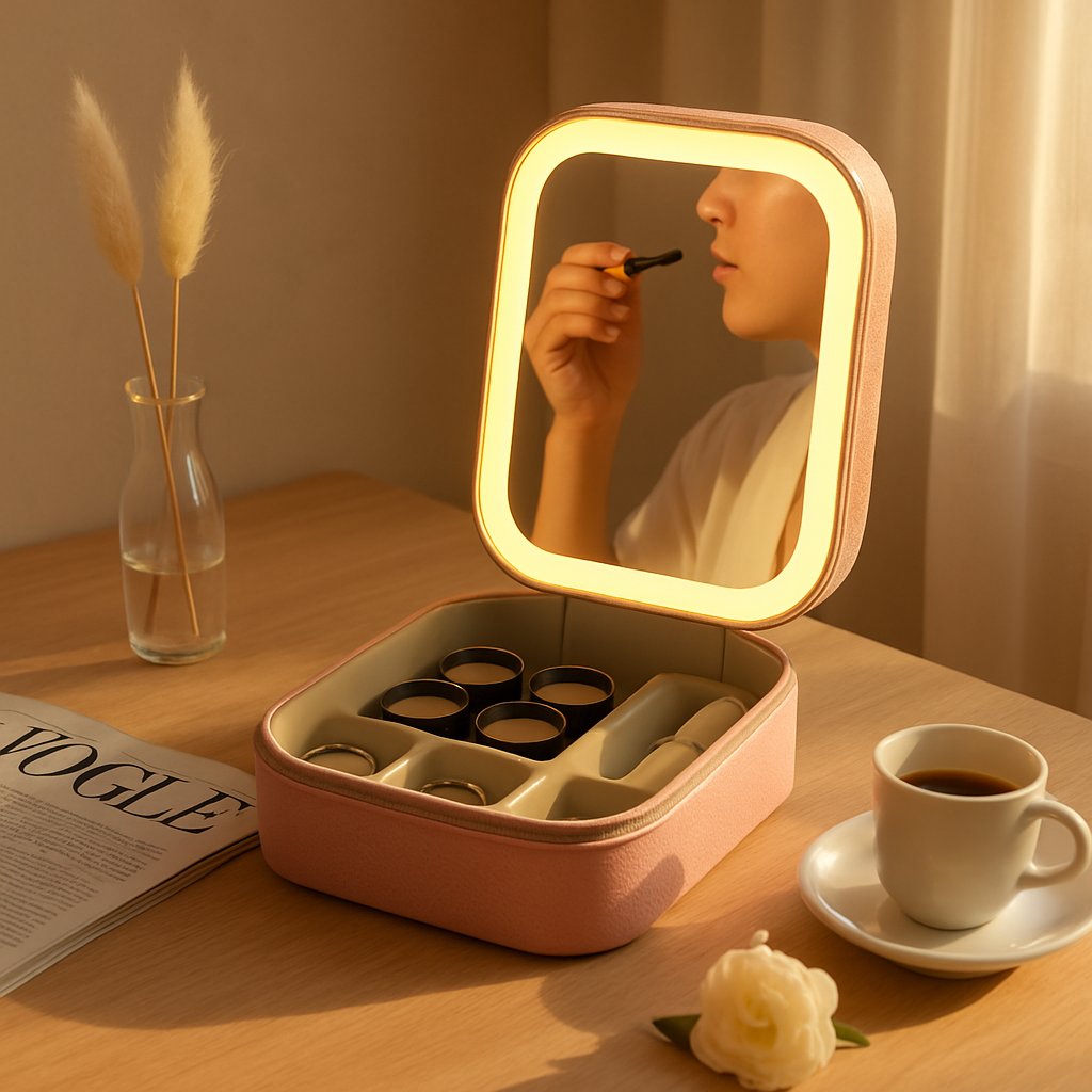 Portable Travel Makeup Bag with LED Mirror