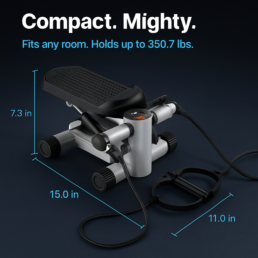 Compact Stepper with Resistance Bands for Home Workout