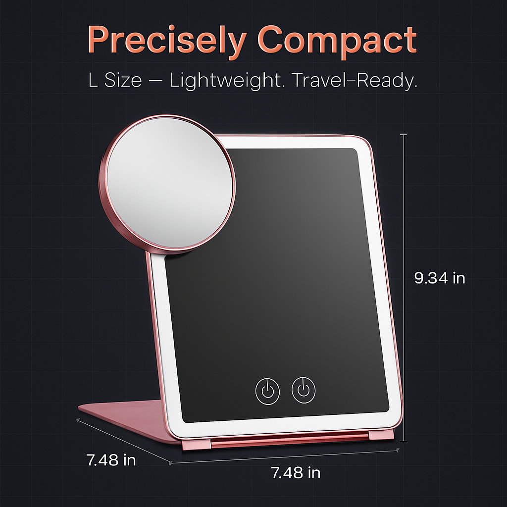 Folding Travel Makeup Mirror with Magnification