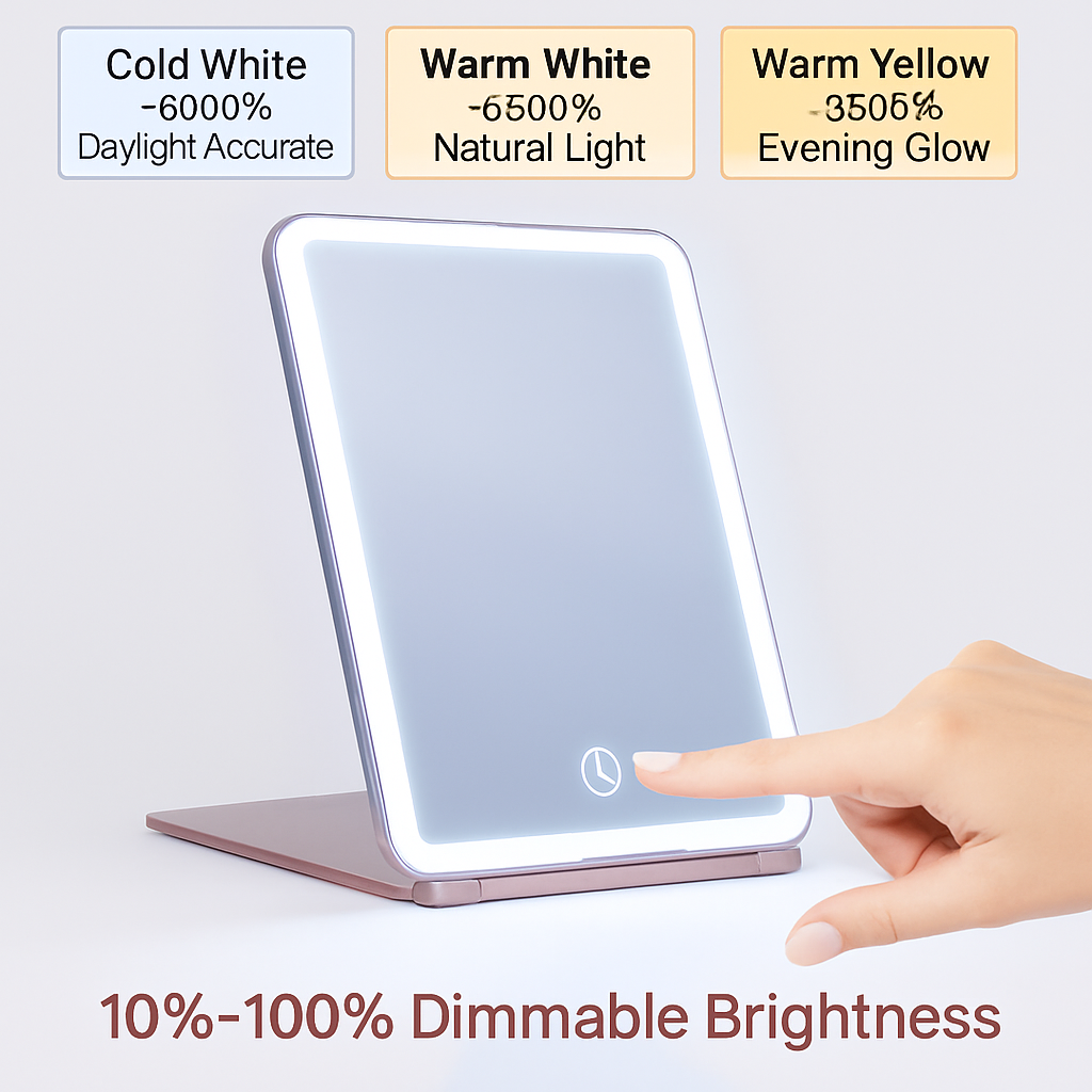 Folding Travel Makeup Mirror with Magnification