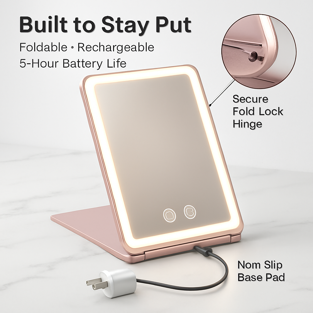 Folding Travel Makeup Mirror with Magnification