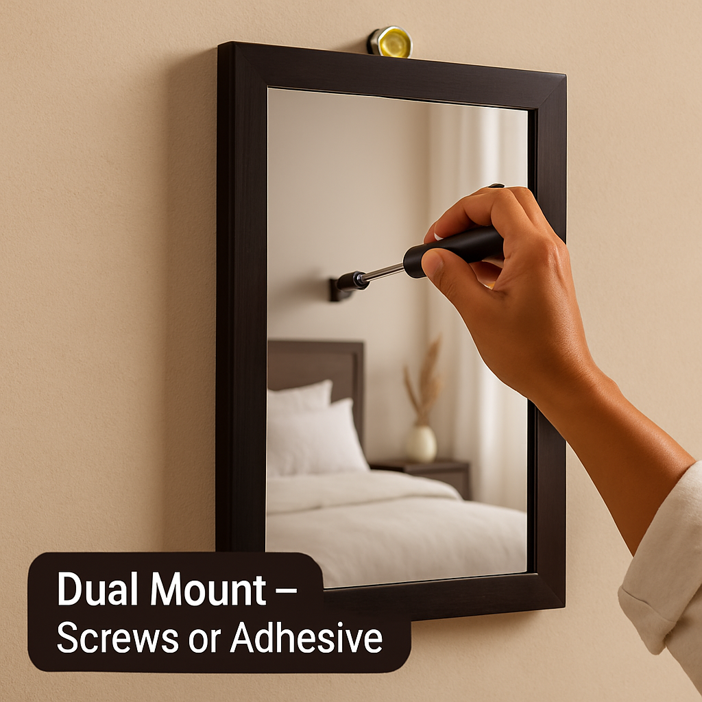 Wall Mount Mirror with Wood-Like Frame, Rectangular