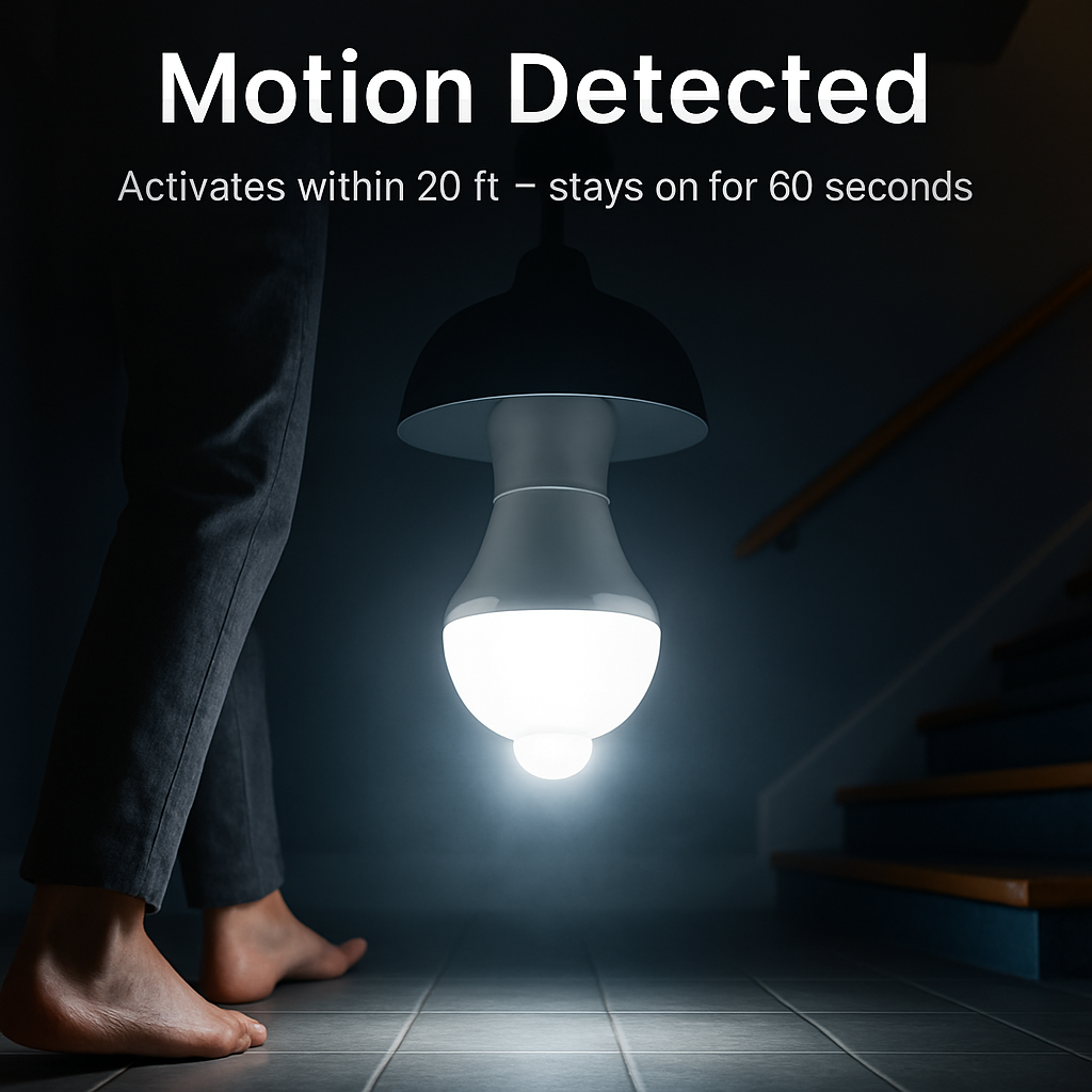 Motion Sensor LED Bulb with Auto On/Off for Hands-Free Use