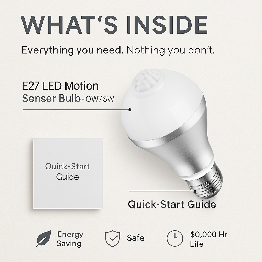 Motion Sensor LED Bulb with Auto On/Off for Hands-Free Use