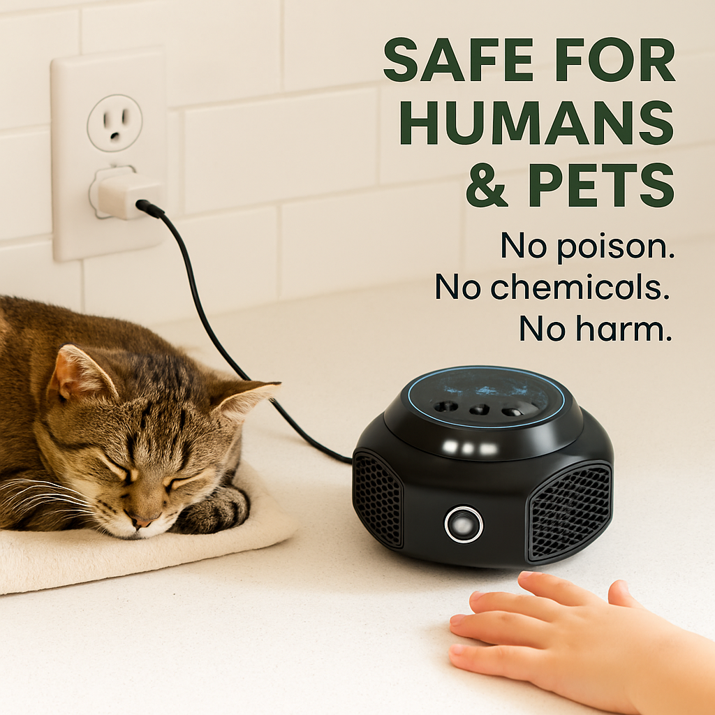 360° Ultrasonic Mice Repellent Indoor Rodent Repeller Rat Squirrel Rodent Chaser with 3 Modes 2 Strobe Lights for Kitchen Warehouse