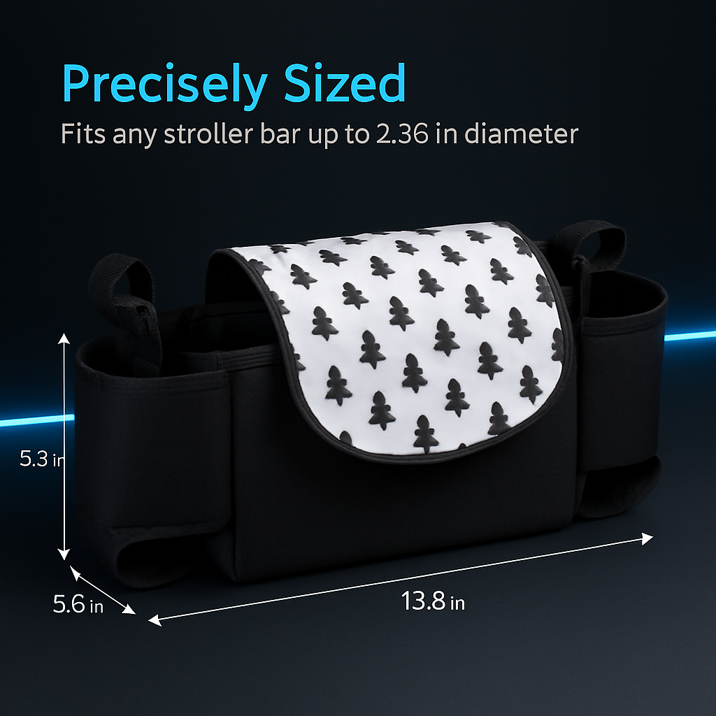 Stroller Organizer Bag with 6 Pockets and Cup Holders