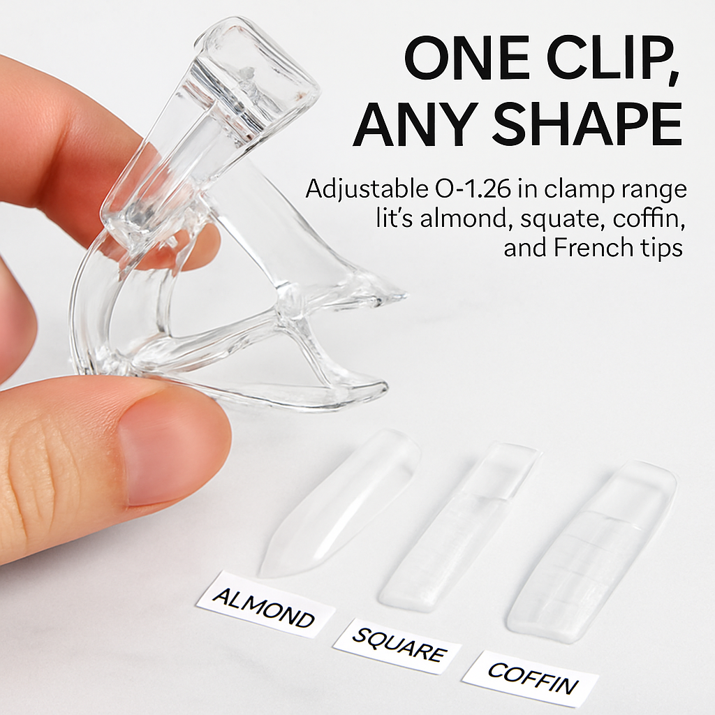 Nail Tip Clips for Poly Gel Builder - Transparent, 20Pcs