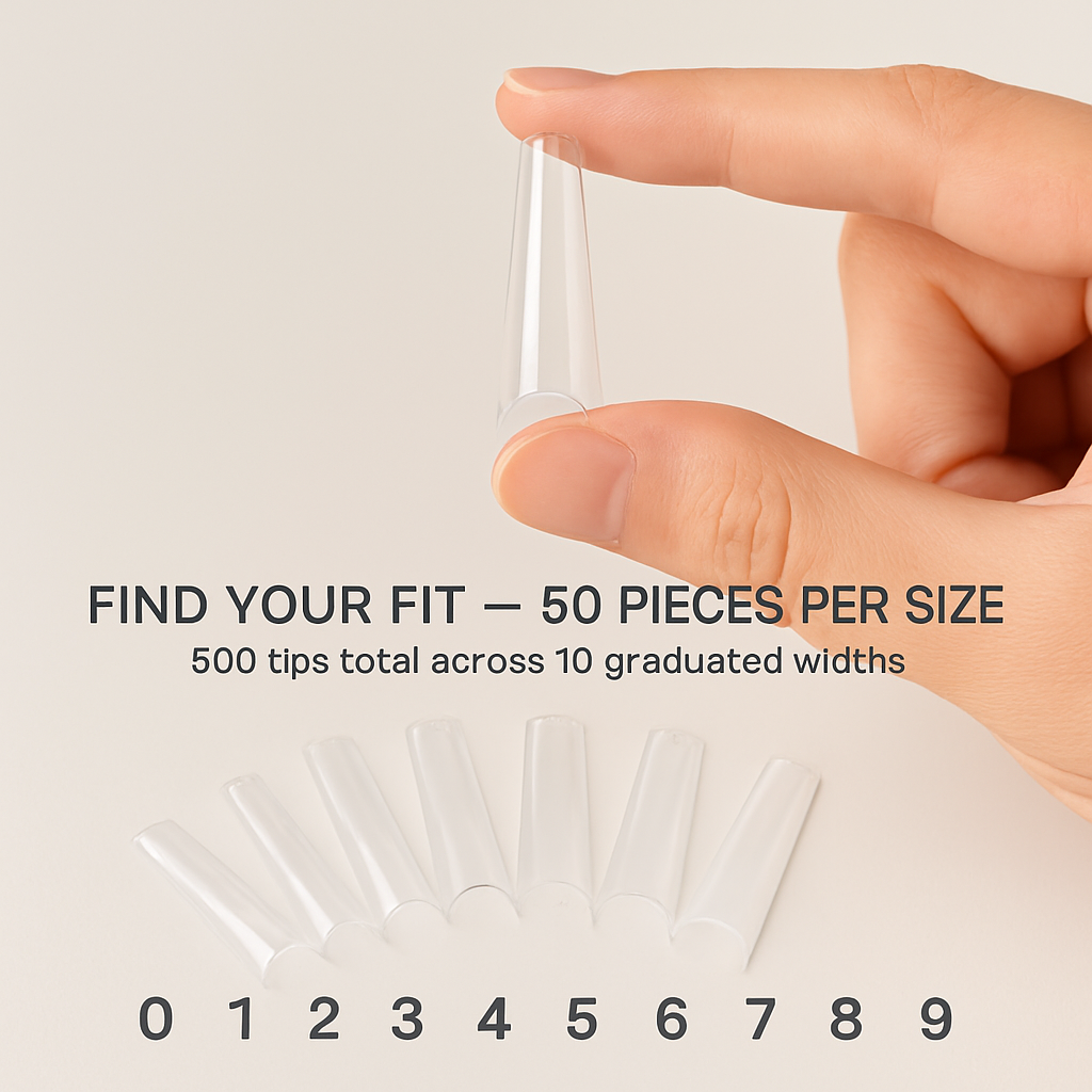 500Pcs False Nail Tips C Curve Half Cover French Nails Extra Long Fake Finger Nails For Nail Art Salons Home DIY 10 Sizes
