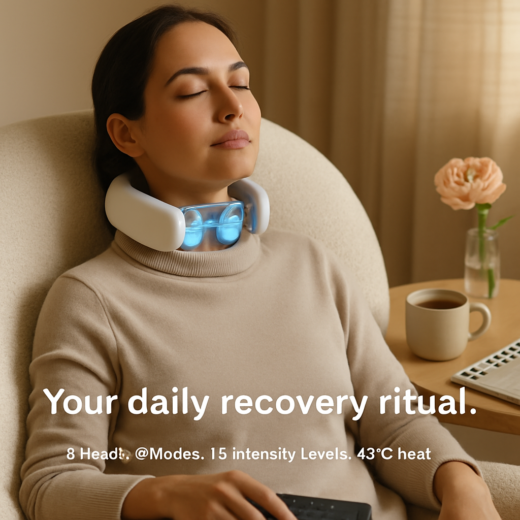 8-Head EMS Neck Massager with Heat and Remote Control