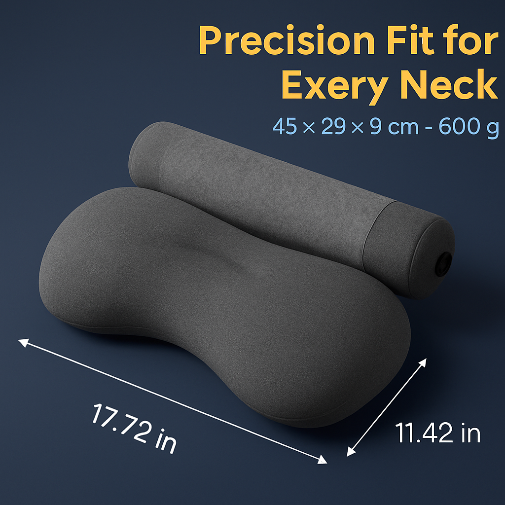 USB Heated Neck Pillow Zero Pressure Memory Foam Cervical Neck Pillow Heated Bed Pillow with Eye Mask Adapter for Pain Relief